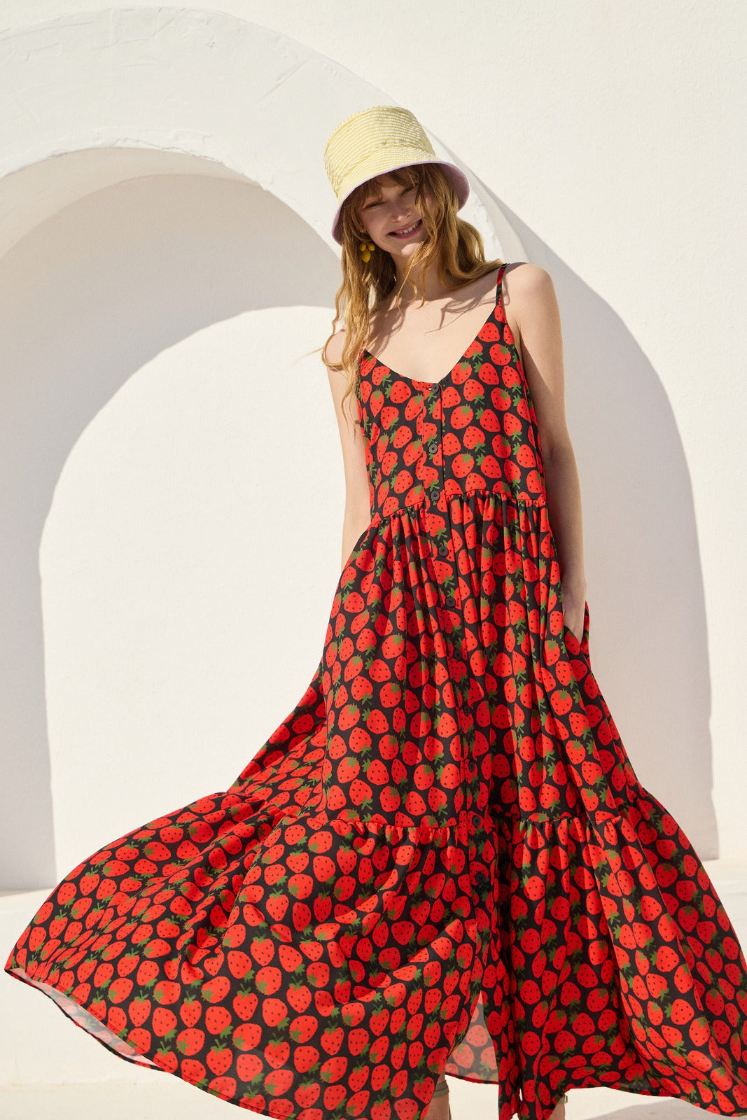 FOTINI STRAWBERRY DRESS BLACK