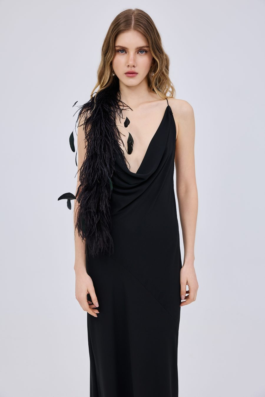Chiffon Feather Maxi Dress