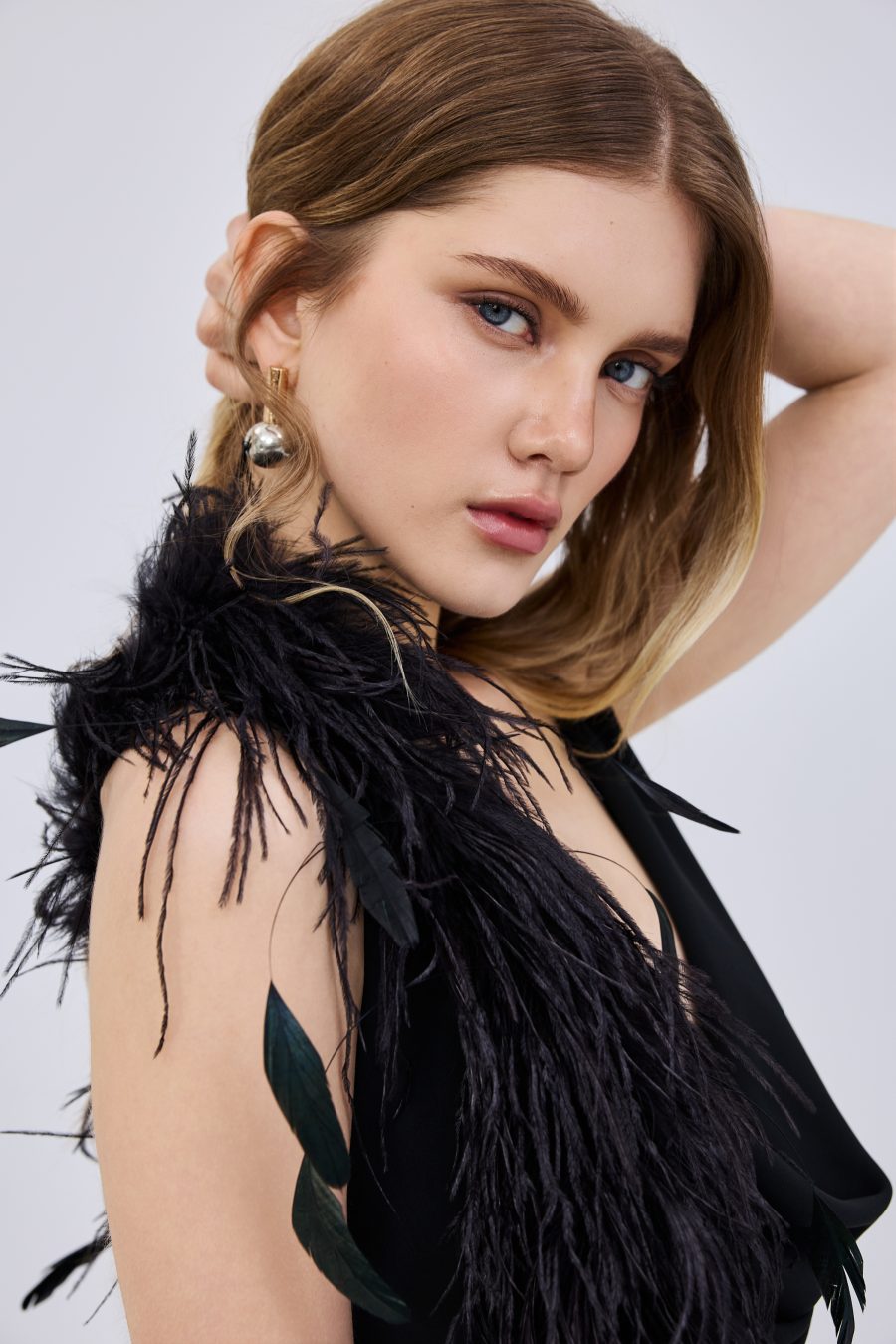 Chiffon Feather Maxi Dress