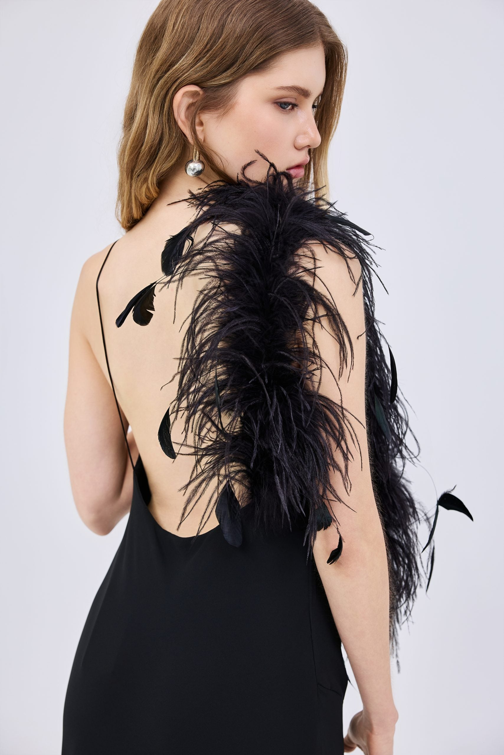 Chiffon Feather Maxi Dress