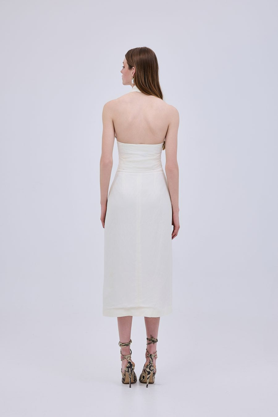 Linen Satin White Skirt