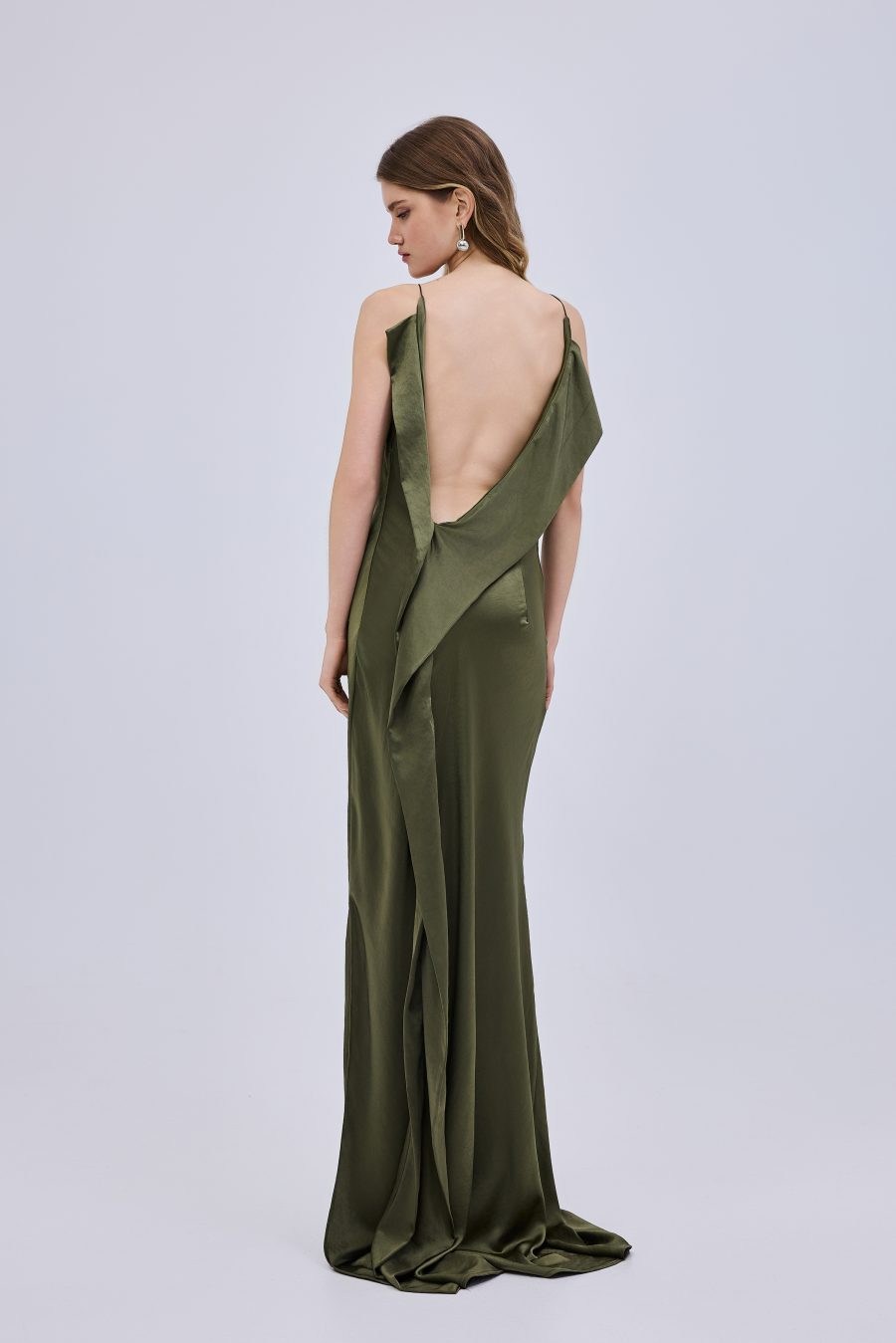 Drape Maxi Olive Dress HR780
