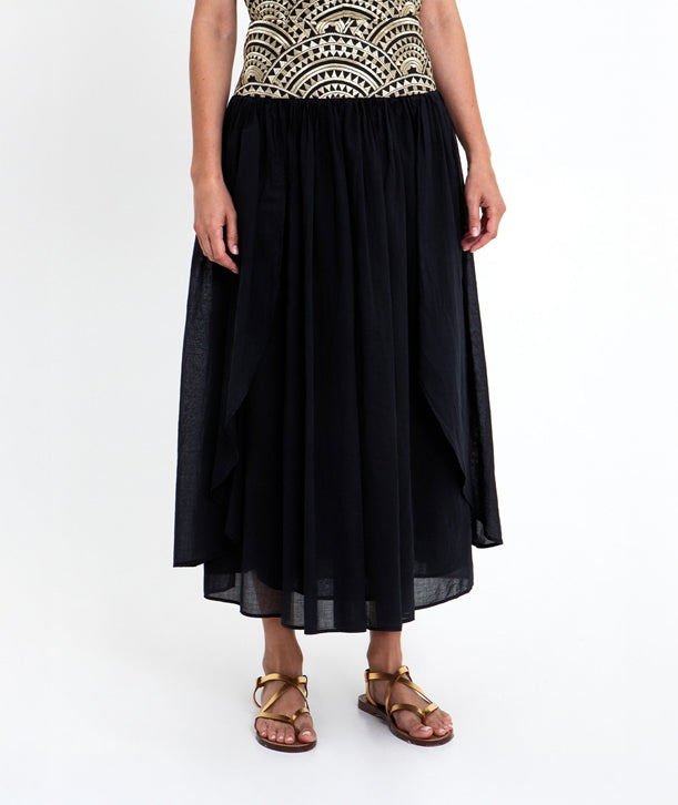 Black gold cotton embroidered New Triangle skirt