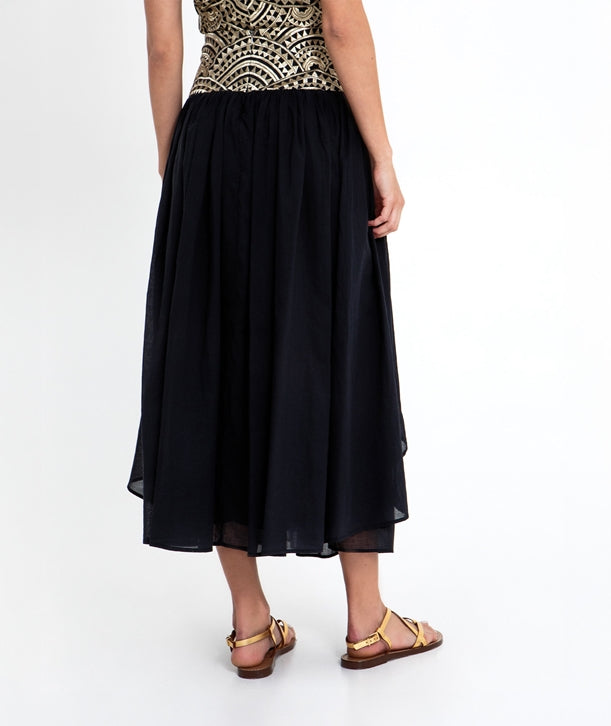 Black gold cotton embroidered New Triangle skirt