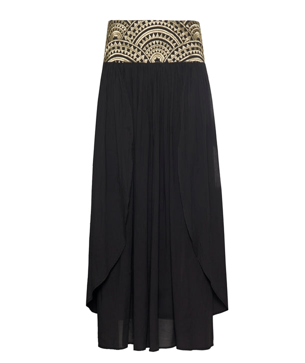 Black gold cotton embroidered New Triangle skirt