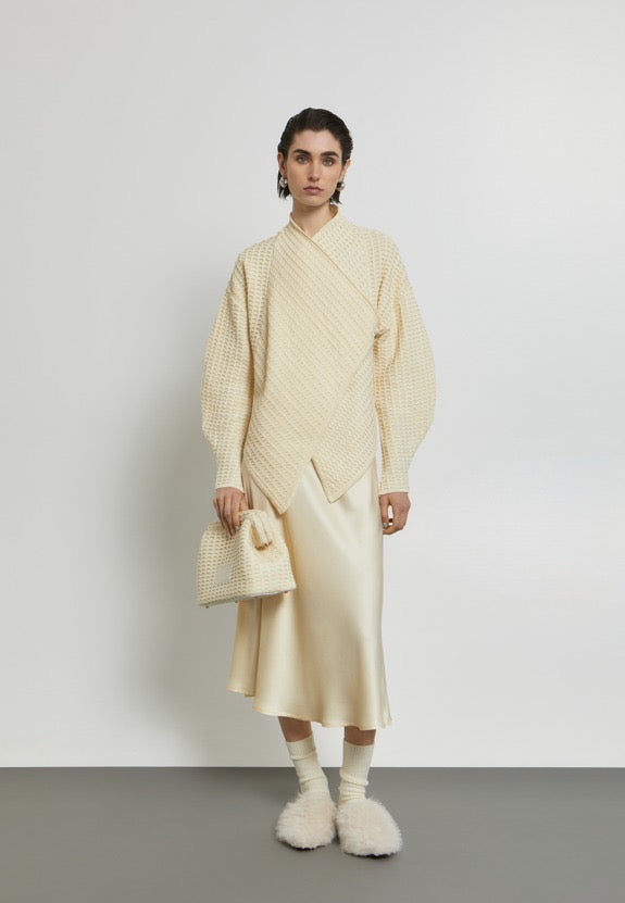 W26902 KNIT JACKET WITH  BALLOON SLEEVES