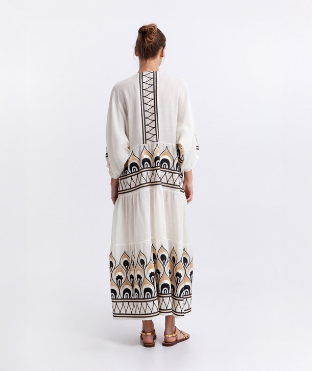 Ivory black embroidered Phoenix maxi dress 4033201