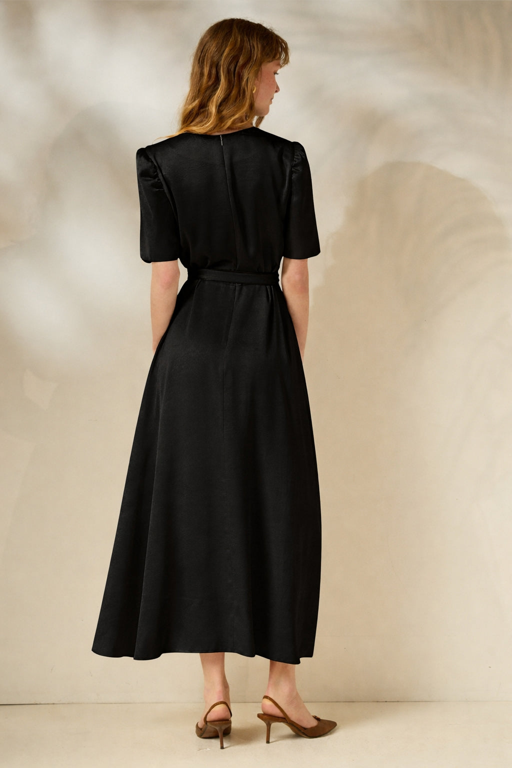 ‘LYDIA’ SATIN MIDI DRESS (BLACK)