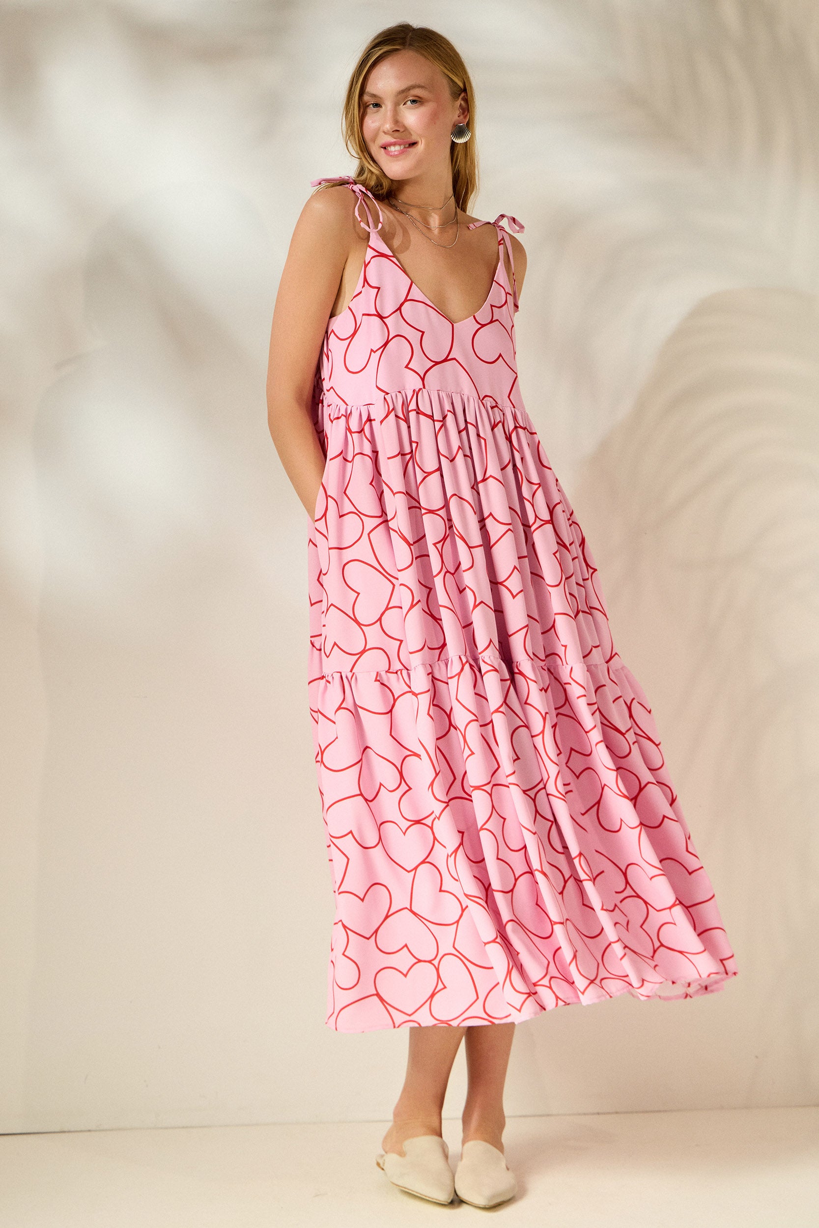 ‘JULIANNA’ MIDI DRESS (PINK/HEARTS)