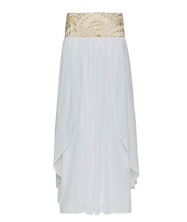 White gold cotton embroidered New Triangle skirt 3112013