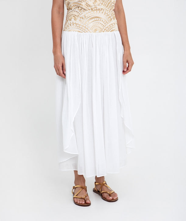 White gold cotton embroidered New Triangle skirt 3112013
