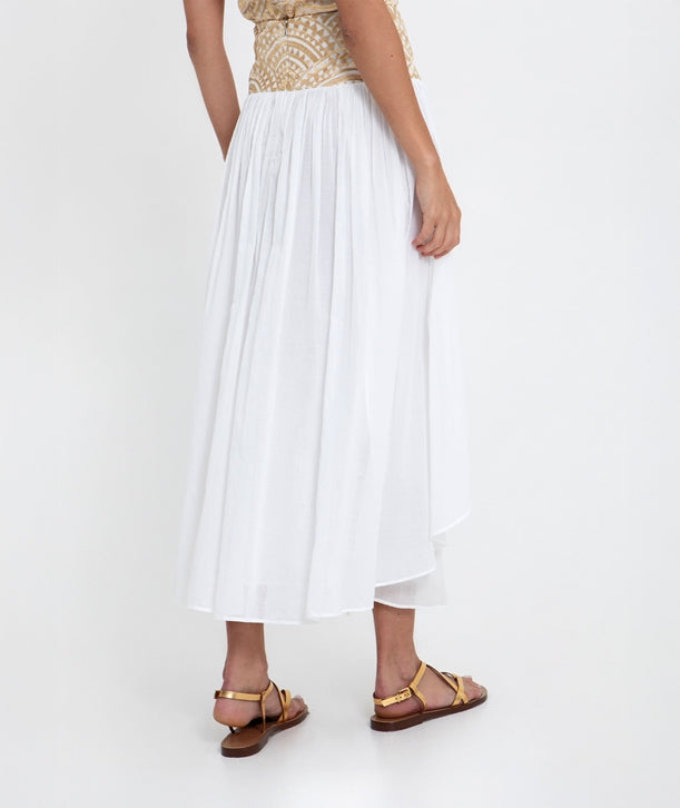 White gold cotton embroidered New Triangle skirt 3112013