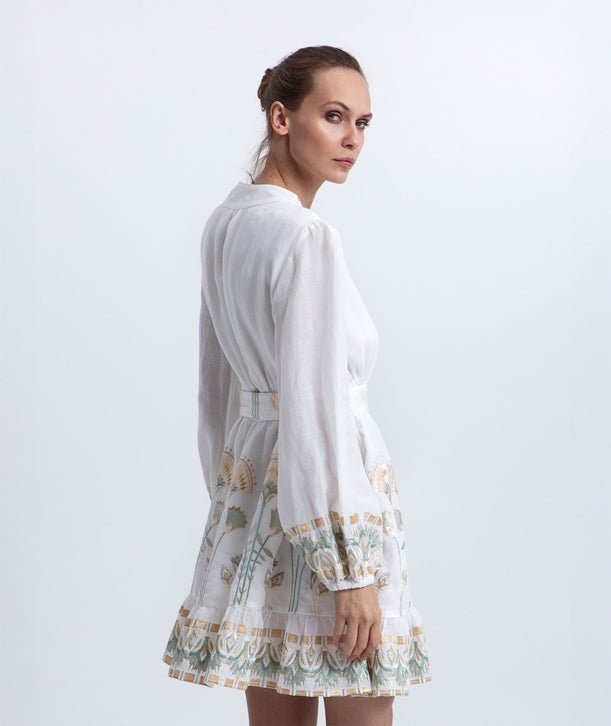 White multicolor embroidered Papyrus mini wrap dress 4073174